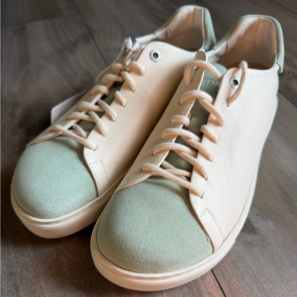 Birkenstock Shoes - Birkenstock Bend Low Leather & Suede Sneakers - Matcha/Eggshell - Size 9